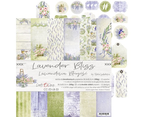 Набор бумаги "Lavender Bliss" 30,5 х 30,5 см., 6 листов, Craft O'Clock