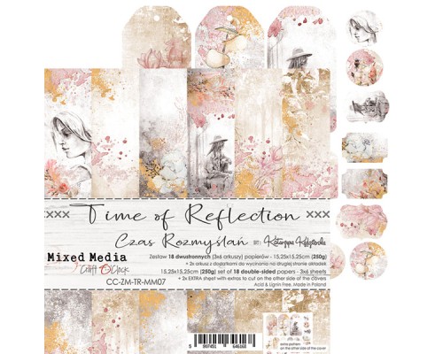 Набор бумаги "Time of Reflection" 15,25 х 15,25 см., 6 листов, 1/3 набора, Craft O'Clock