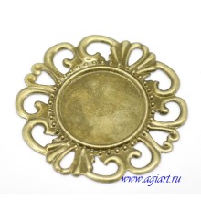Металлическое украшение "Филигранный круг", бронза 3,5 см