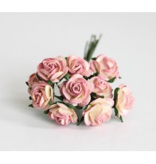 розы розовые с желтым оттенком 1,5 см, 10шт.