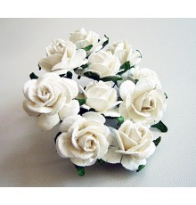 Розы белые 2 см, 5 шт.
