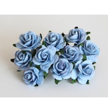 Розы голубые 2 см, 5 шт.