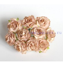 Кудрявые розы 3 см- Бежевые , 5 шт