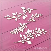 Набор чипборда "Веточки с листьями и цветами", 4 эл., СкрапМагия