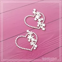 Набор чипборда "Сердечки из бусинок с цветами", 2 эл., СкрапМагия