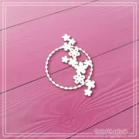 Чипборд "Круглая рама из бусинок с цветами", СкрапМагия