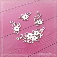 Набор чипборда "Цветы с завитками", 4 эл., СкрапМагия