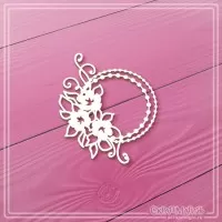 Чипборд "Круглая рамка из бусинок с цветами", СкрапМагия